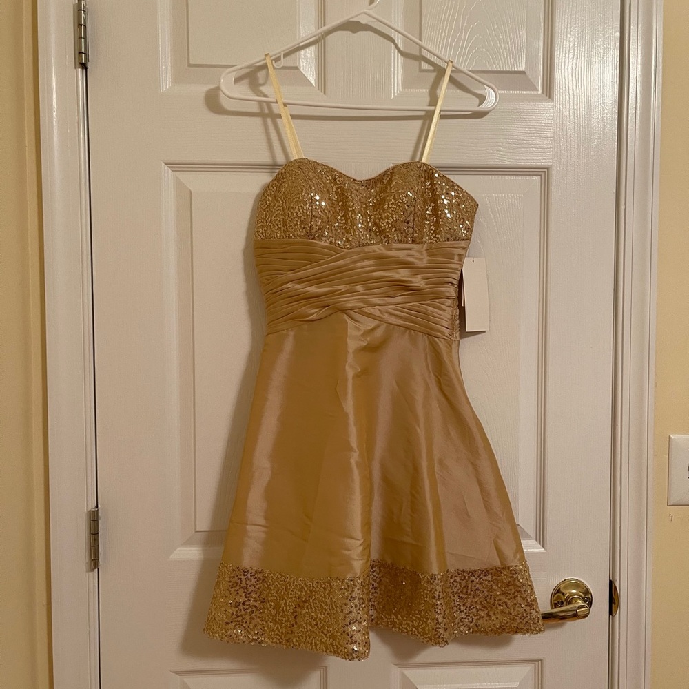 NWT gorgeous gold dress with sequins!